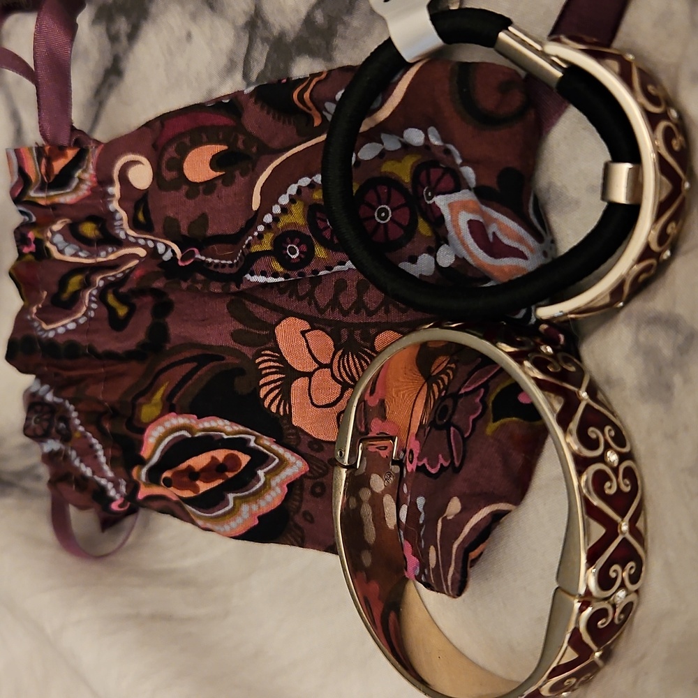 Brighton Encanto bangle hinged heart crystal scroll bracelet & hair tie